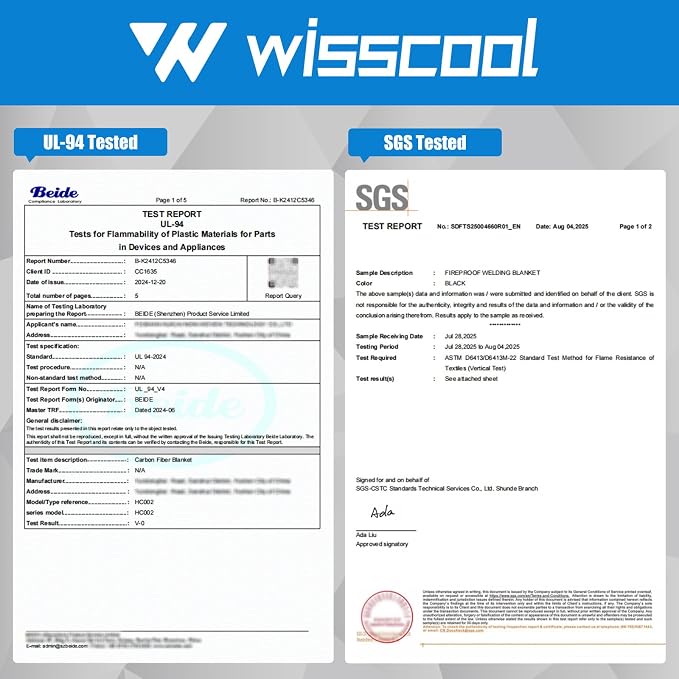 WISSCOOL 10MM Thick 12x12 Inch Fireproof Welding Blanket, Double Side Heat Pad Welding Mat Fire Resistant Carbon Felt Cloth Flame Retardant Fabric Protector Pad for Soldering Firepit Smoker
