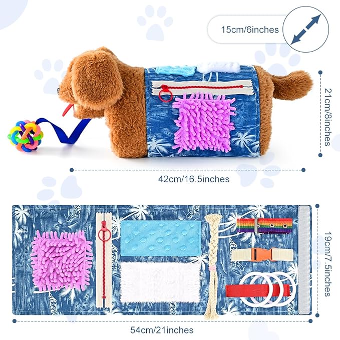 SOFWO Fidget Blanket and Muff Dog for Adults with Dementia, Alzheimers Dementia Activities Products for Elderly and Seniors,Gift Game and Toy for Alzheimer’s or Dementia,Sensory Fidget Toys.