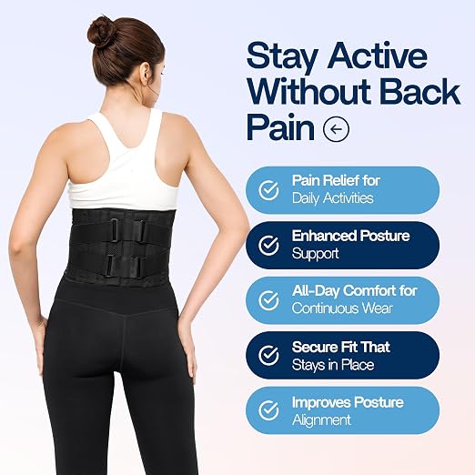 Back Brace for Lower Back Pain Relief | Sciatica Lumbar Support Belt for Men & Women, Adjustable Back Support Brace for Work & Daily Use, All-Day Comfort & Heavy-Duty Compression (Medium (33-37.9"))