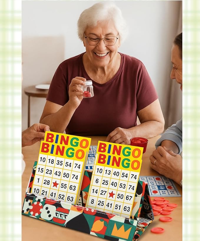 Playing Card Holders for Adults Bingo Pull Tabs Abstract Pattern | Gambling Tickets Card Game Holders for Canasta Poker Bridge Cards Casino