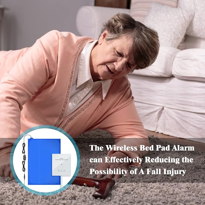 Briidea Bed Alarms and Fall Prevention for Elderly with 20'' * 28'' Weight Sensing Bed Pad (Wireless Alarm Included), Adjustable Volume and Long Range Alert for Home Safety