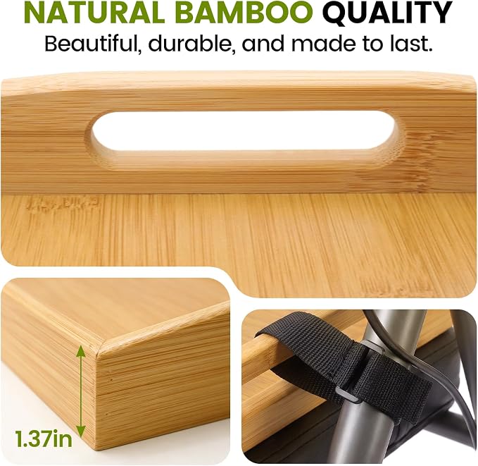 Walker Tray with 2 Adjustable Straps | 15.7"x11.1" Bamboo Walker Tray for Folding Walker, Rollator | Multipurpose Tray for Eating, Laptop, Crafts, Medical Equipment Accessories for Seniors