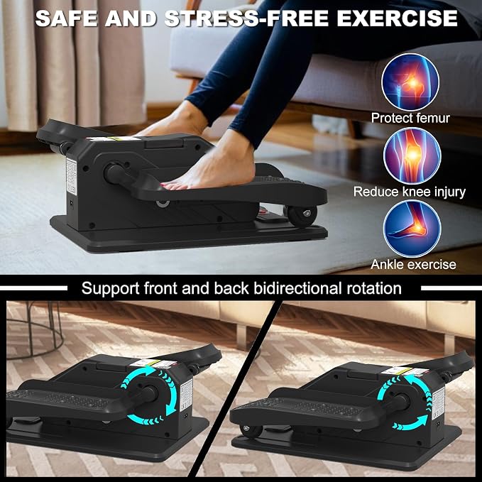 Under Desk Elliptical Machine, Electric Elliptical Leg Exerciser for Senior, Quiet and Compact Electric Seated Pedal Exerciser for Home with Monitor, Remote Control and 12 Adjustable Speeds