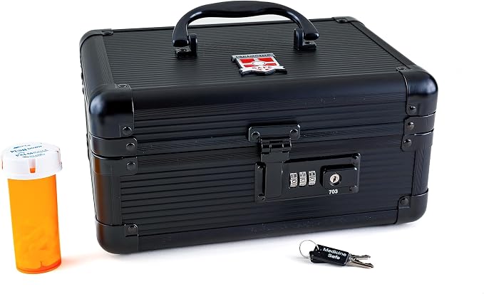 MEDICINE RX SAFE Medication Carrying Case - Medium/Black - Dual Lock
