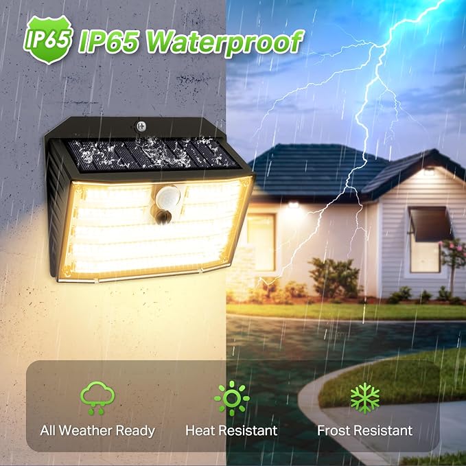 CLAONER Solar Lights Outdoor [𝟔 𝐏𝐚𝐜𝐤/126 LED], Wireless Motion Sensor Lights, IP65 Waterproof Security Lights 3 Modes, 270° Lighting Angle, Ultra-Bright Wall Lights for Deck Patio Fence Garage