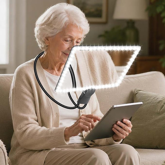10X Large Magnifying Glass with Lights for Reading,Full-Page Magnifier for Reading Rechargeable 50 LED Lights,Neck-Wear Magnifying Glass with Light, Close Work, Sewing, Low Vision, and Seniors