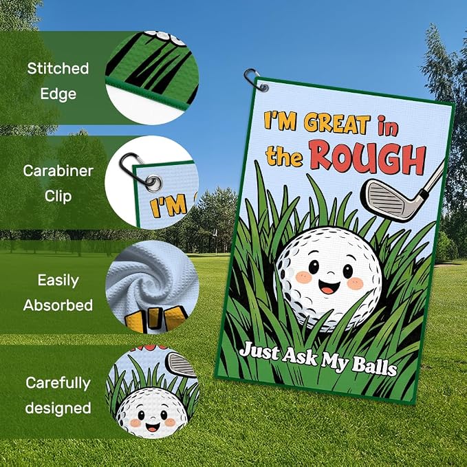 Gkodw I'm Great in The Rough Golf Towel with Clip, Funny Golf Bag Accessories for Women, Golfing Accessories for Lady, Birthday Retirement Gifts for Golfer, Golfing Gifts for Daughter Sister Friend