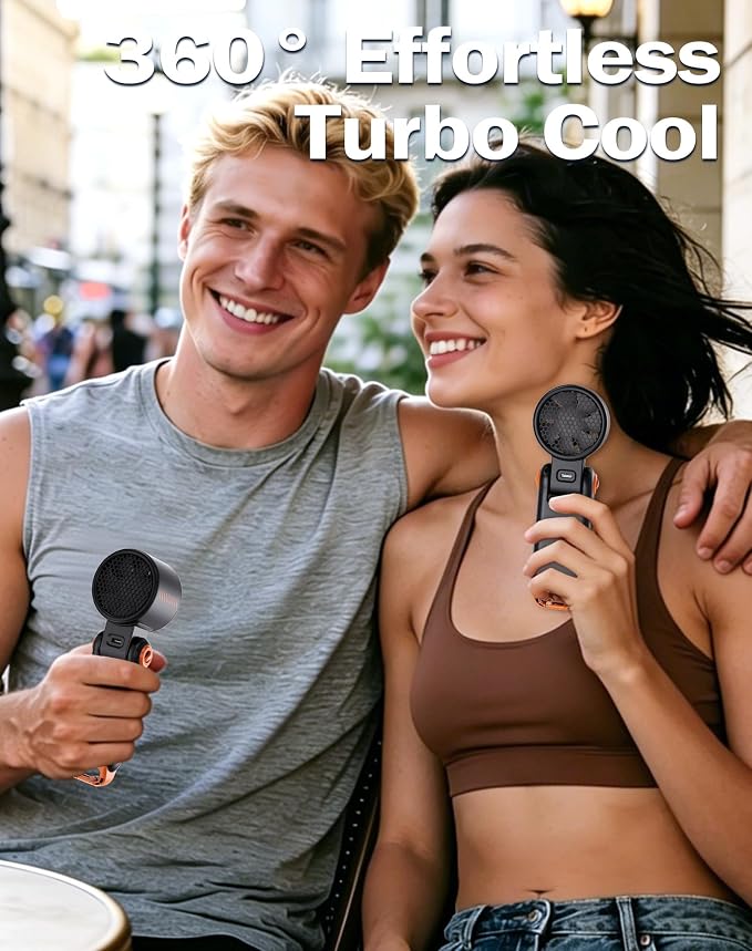 Portable Handheld Fan with Semiconductor Ice Cooling, [Instant Ice Relief], 4000mAh Rechargeable Mini Personal Fan, 5 Speeds, Quiet USB Travel Fan for Outdoor, Commuting, Summer Heat