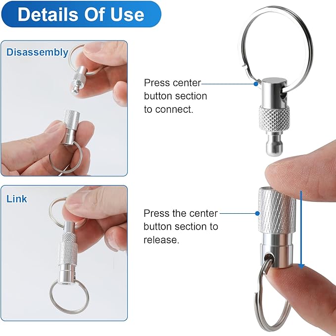 Quick Release Keychain, 3-Pack, Detachable, Split Rings | Minimalist Pull-Apart Key Ring for Car Keys, Purse & Bag (3 Colors)