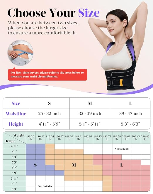 Kepwaa Posture Corrector for Women and Men, 5 Full Back Support Brace Rods, Adjustable Shoulder Straightener, Relief for Upper and Lower Back, Neck, Lumbar, Scoliosis, Hump, Gray, Medium