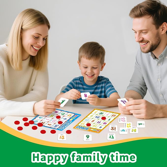 Spanish Alphabet Bingo Game, Letter&Number Sight Word Bingo Board Games for Kids, ABC and 123 Learning Toys for Kindergarten, Toddler Preschool Learning Activities, Family Matching Games