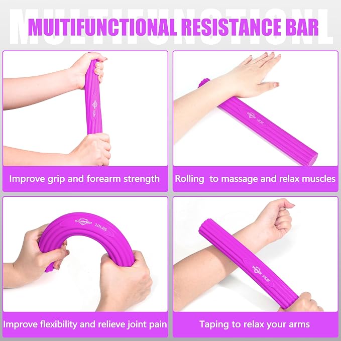 DICYWUDI Flex Therapy Bar and Grip Strength Trainers set, Physical Therapy & Resistance Bar for Golfers Elbow, Tendinitis, Wrist,Forearms Pain, Improve Grip Strength and Relieve Pain