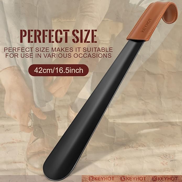 Shoe Horn Long Handle for Seniors Men Women,Long Metal Shoehorn for Boots,16.5" Stainless Steel Shoe Spoon Helper
