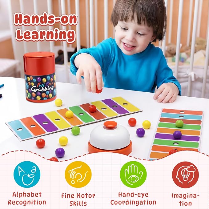 Fast Bead Grabbing Game, Match Color Bingo Game Set, Color Bingo Games for Adults, Hand Speed Challenge Game Best of 2026, Hand Eye Coordination Training, for 2-4 Family Game and Group Gatherings