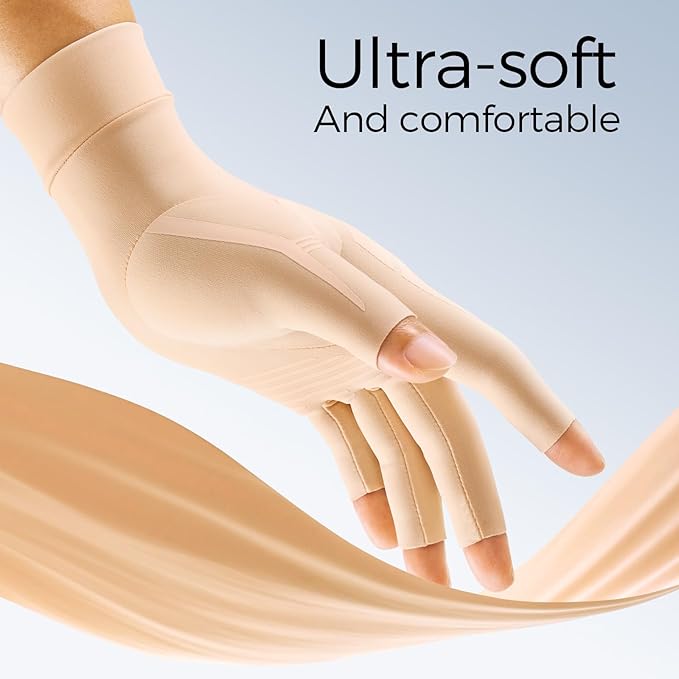 FREETOO Carpal Tunnel Gloves for Typing, Compression Edema Glove for Right Left Hand, Raynauds Gloves for Women Men for Typing, Driving, Knitting, Tendonitis, Numbness, Lymphedema Skin XL