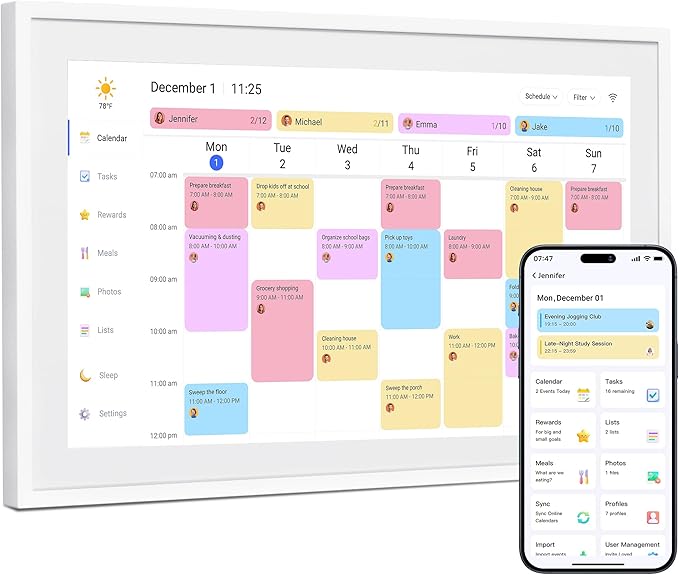 Dragon Touch 15.6 inch Digital Calendar Chore Chart – Interactive Touchscreen, Smart Family Planner, Digital Picture Frame Best Gifts for Christmas, Wedding, Mom