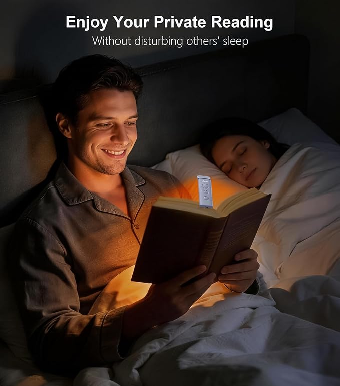 Gritin Book Light Rechargeable, Clip on LED Reading Light for Books in Bed | Eye Caring 3-Color & 5-Brightness, Stepless Dimming, Long Lasting, Compact Size Flexible Book Lamp for Bookworms-Purple