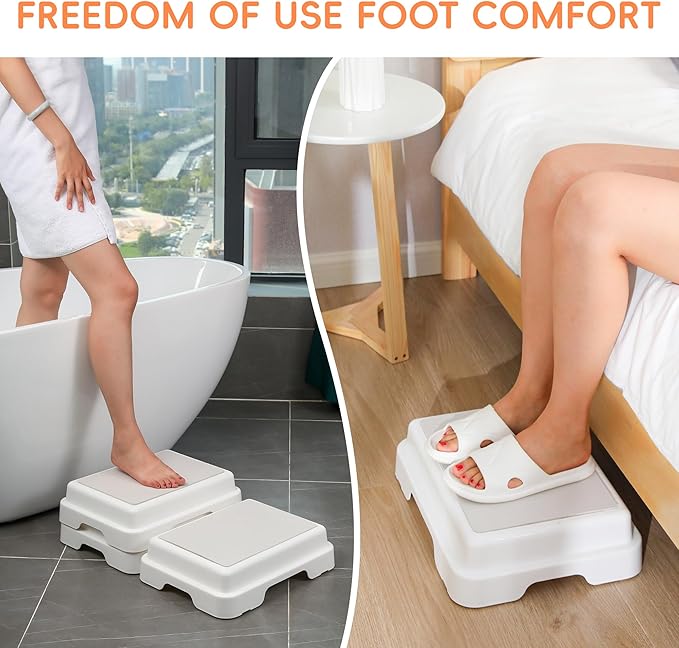 Shower Bath Step Stackable Bathtub Non Slip Safety Step Stool, Indoor/Outdoor Handicap Wideing Hands Free Platform Medical Portable Stack-Able, for High Beds, Kitchens,Bathroom.