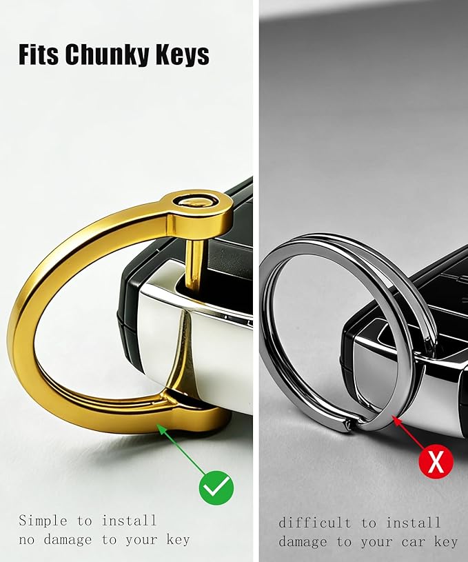 Metal Key Chain Carabiner Clip with Key Ring and D Ring | Heavy duty build, full accessory packs, quick release, multi purpose hook, belt loop holder, separate home and car fob sets