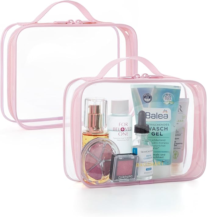 BAGSMART Clear Toiletry Bag, TSA Approved Travel Toiletry Bag Carry On Travel Accessories Bag Airport Airline Quart Size Bags water-resistant Makeup Bag for Women | Water-resistant Travel Toiletry Bag, Carry On Travel Accessories Bag, Airport Airline Q...