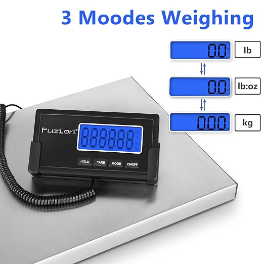 Fuzion Digital Shipping Scale for Packages 440LB x 10g, Heavy Duty Weight Scale for Postage, Stainless Steel Large Platform, Commercial Scale for Business, Postal Scale for Parcel/Small Dog
