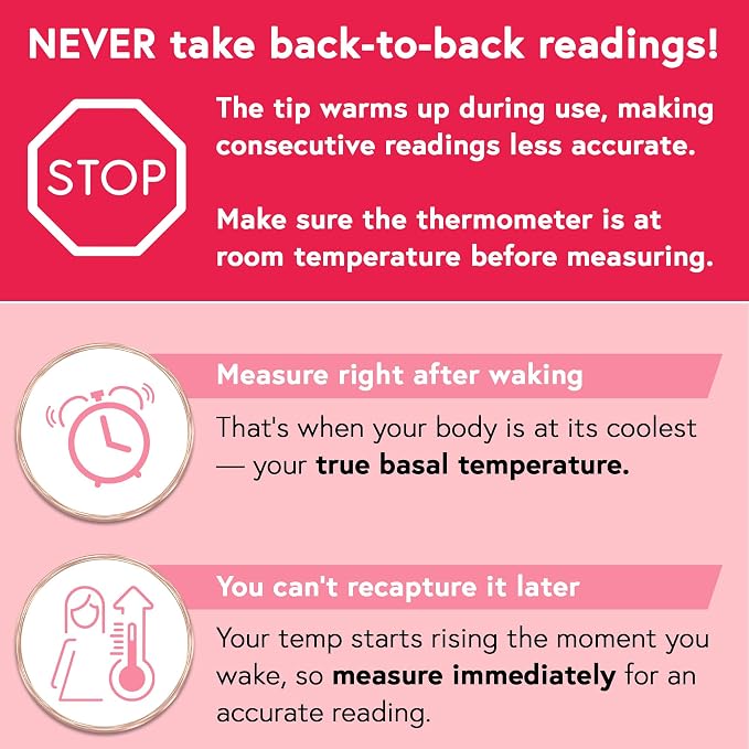 Digital Basal Body Thermometer, 1/100th Degree High Precision, Quick 60-Sec Reading, Memory Recall, Accurate BBT Thermometer for Natural Ovulation Tracking by iProven | Memory Recall, Fast & Accurate BBT Thermometer for Natural Ovulation Tracking by iP...