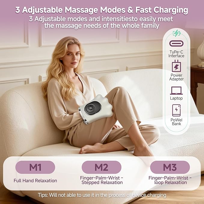 Hand Massager with Heat and Compression for Arthritis and Carpal Tunnel Relief, Hand Wrist Massagers Designed for Daily Comfort at Home, Office, or Travel, Gifts for Women Men Mom Girlfriend