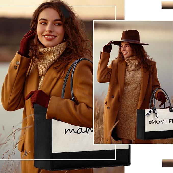 BeeGreen Christmas Gifts for Mom Mother Birthday Pregnancy Gift Canvas Tote Bag w Leather Handle & Magnetic Buckle for Expecting Mom Grandma