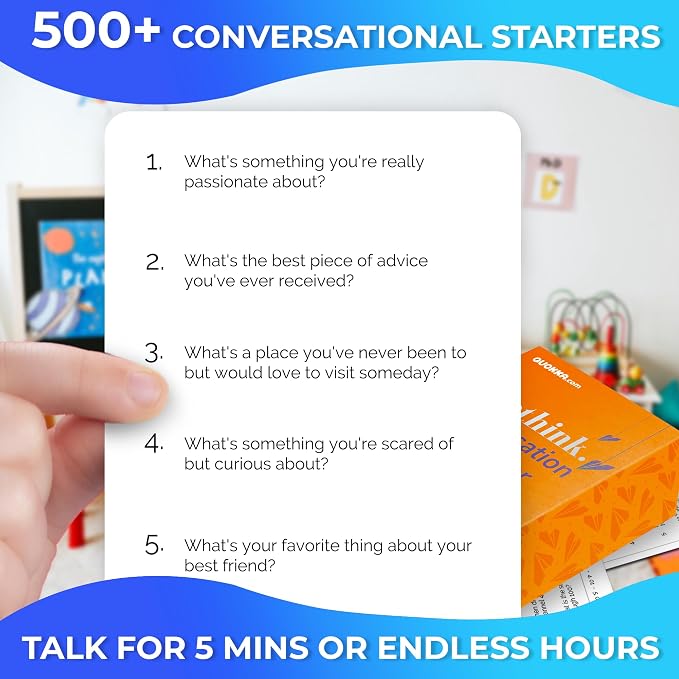 Quokka Conversation Cards Game - Fun Talking Board Game for Family Night | Kids Edition - 500 Questions - Kids Conversation Cards Original Version - Share Thoughts