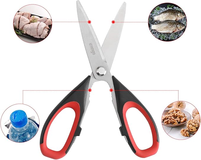 LIVINGO Kitchen Scissors Heavy Duty, 8.5 inch Dishwasher Safe Ultra Sharp Premium Heavy Duty Kitchen Shears, Multi Purpose Cooking Scissors Stainless Steel
