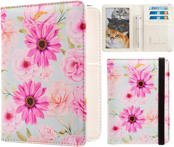 AIRMORS Pink Passport Holder Rfid Blocking,Cute Passport Cover Women Family Passport Book Holders Covers Wallets Travel Must Haves Cruise Ship Essentials(Flower)
