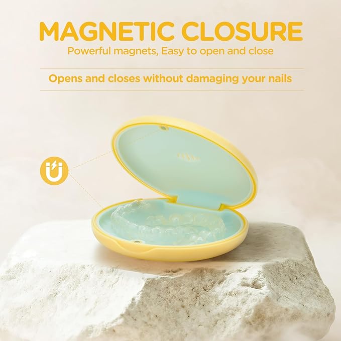 2 Pack Retainer Case Ultra-slim Aligner Case with Vent Holes Removable Inner Tray Silicone for Easy Cleaning (2Pack Yellow Green)