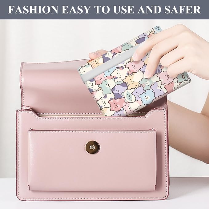 Passport Holder for Travel Essentials, RFID Premium Leather Passport Wallet Cover Case for Travel Must Haves Accessories, Passport Book Holders for Women Men Cute Cats