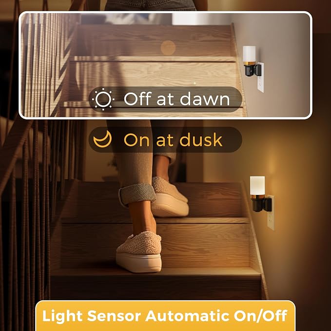 L LOHAS LED Night Light, 2 Pack Night Lights Plug into Wall | Dimmable Nightlight with Auto Light Sensor, 3000K Warm White 0-100LM, Plug in Night Light for Hallway Bedroom Bathroom
