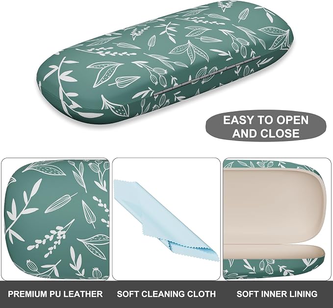 Eyeglasses Case, Portable Hard Shell Protective Case for Glasses, Eyeglass Holder Box for Women with Cleaning Cloth