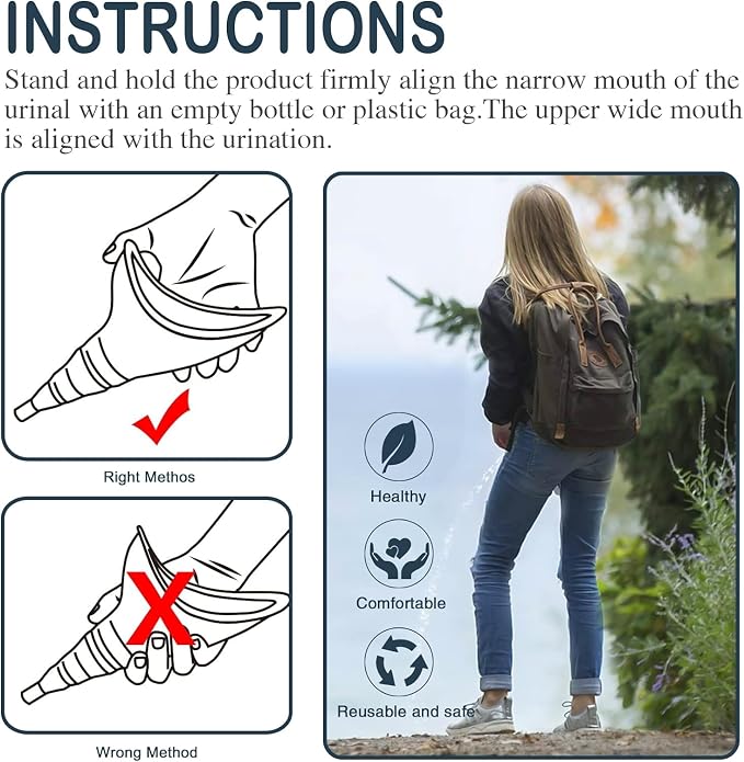 Female Urination Device, Reusable Female Urinal Silicone Women Pee Funnel | Women to Pee Standing Up, The Perfect Companion for Camping,Travel travel outdoor, folds compact, easy rinse