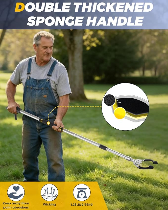 Heavy Duty Grabber Reacher Tool, Grabber Pickup Tool Extra Lon 53" Trash Picker Upper Grabber Heavy Duty Stainless Steel Thickened Non-Slip 6 inch Wide Jaws Claw Reaching Tool