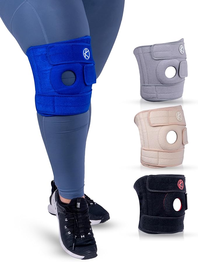 KARM Plus Size Knee Brace for Women & Men Plus Size - Adjustable Knee Support Brace for Meniscus Tear, Arthritis Pain, Compression with Side Stabilizers - Obese People (4XL/5XL/6XL Blue)
