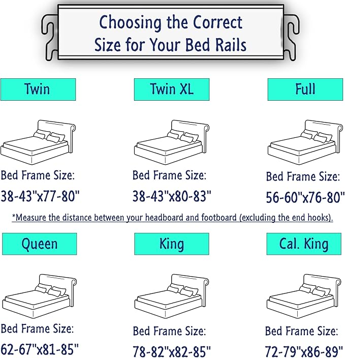 Wood Bed Rails Replacement Kit, Easy Install & Durable Hook-On Wooden Side Rails (Pair) - Fits Twin, Full, Queen, King, & Cal. King Bed Frame Sizes - (Cherry Finish, 86")