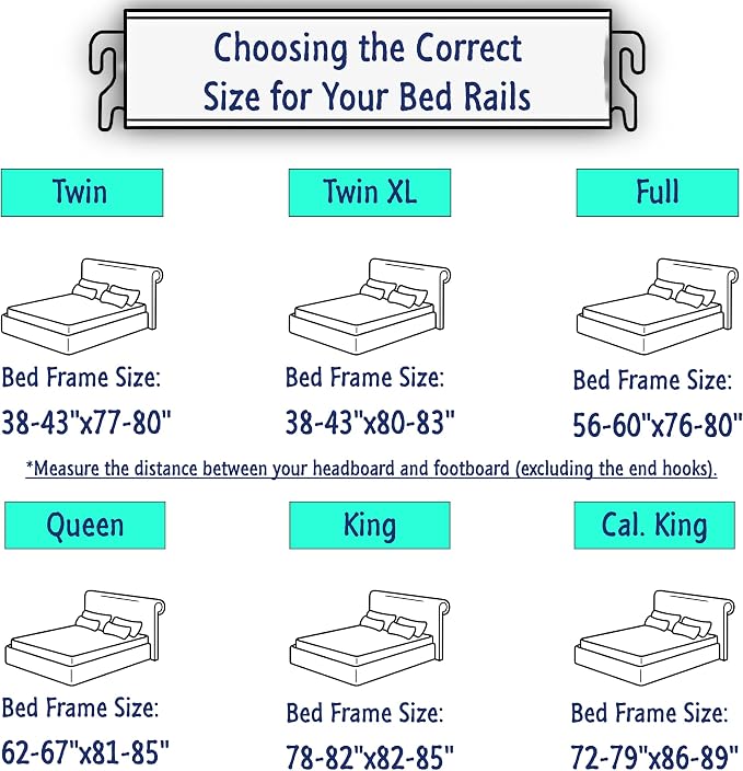 Wood Bed Rails Replacement Kit, Easy Install & Durable Hook-On Wooden Side Rails (Pair) - Fits Twin, Full, Queen, King, & Cal. King Bed Frame Sizes - (Cherry Finish, 76")