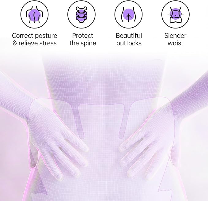 Ergonomic Gel Back Support for Office Chair - Folding Lumbar Support Posture Corrector,Portable Chair Back Rest Support for Floor Seat, Perfect for Home, Work, Vehicle,Purple