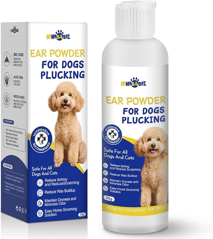 Dog Ear Powder for Hair Removal & Easy Grooming | Grip Powder Helps Enhance Grip During Ear Hair Plucking for Poodles | Doodles & Other Dog Breeds