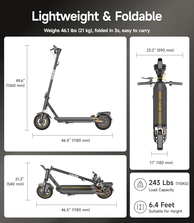 NAVEE GT3/ST3 Series Electric Scooter, 20/25 MPH Top Speed, 47/38/30 Miles Max Range, 1000W/1350W Motor with Dual Suspension, 10" Tires All Terrain, Heavy Duty, Foldable for Adults Teens (UL2272)
