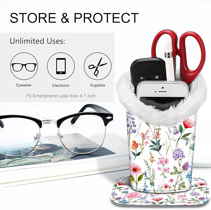 FINTIE Plush Lined Eyeglasses Holder, Glasses Stand Case, Anti-scratch Glasses Storage Organizer for Desk, Nightstand, Office