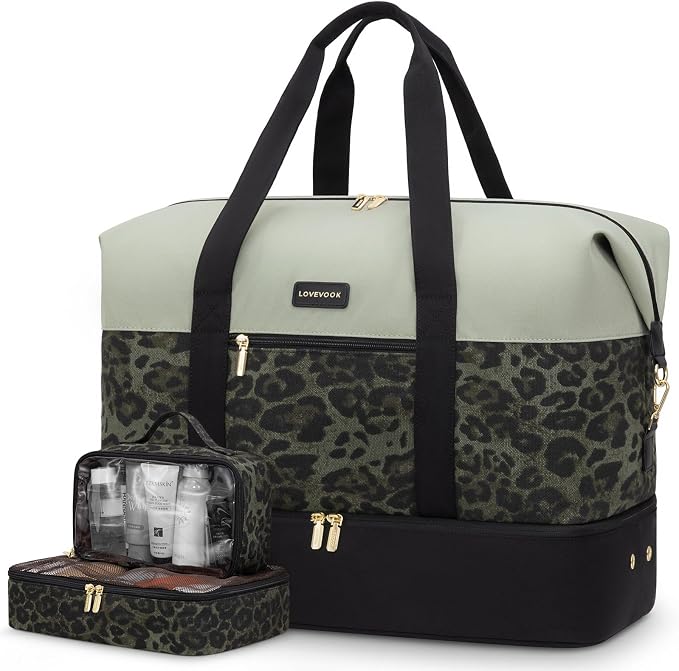 LOVEVOOK Weekender Bag for Women, Large Duffle Bag for Travel with 2 Packing Cubes, Carry on Overnight Bag with Shoe Compartment, Mom Hospital Bags for Labor and Delivery