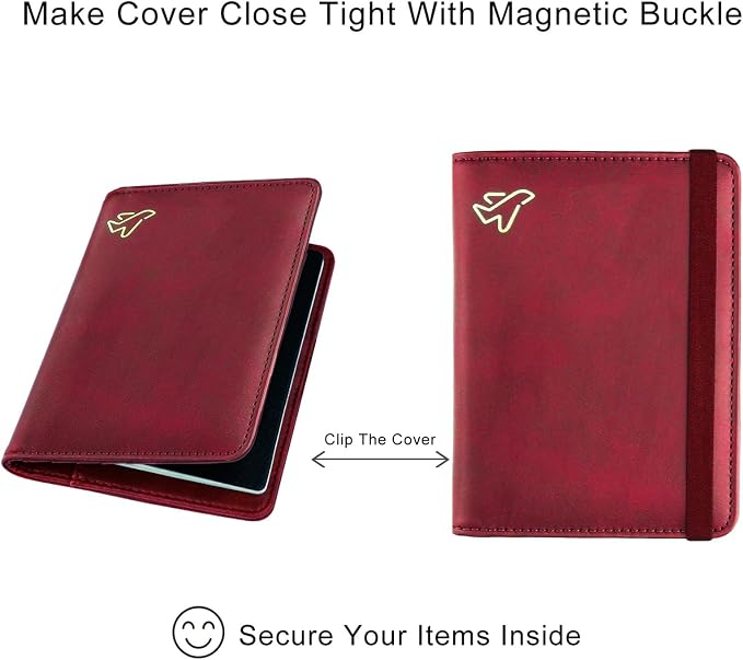 WALNEW Passport Holder for Travel, RFID Passport Wallet, Travel Essentials | PU Leather Passport Cover Case with Pen Holder, Travel Must Haves Accessories, Passport Book Holder for Women Men