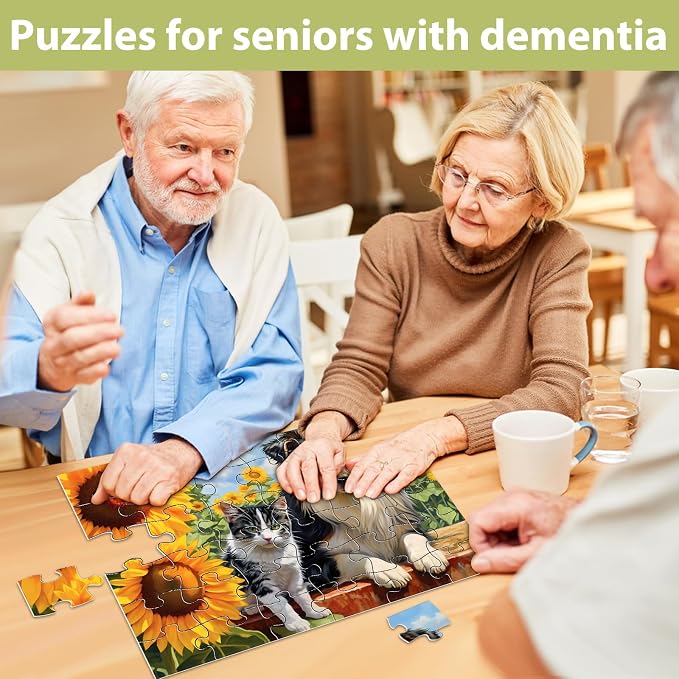 Biarek 6 Pack 36 Large Piece Puzzles for Seniors Puzzle Dementia Alzheimer's Products Activities for Elderly Adults Easy Jigsaw Puzzle Alzheimer's Gift for Patients in Nursing Home with 6 Storage Bags