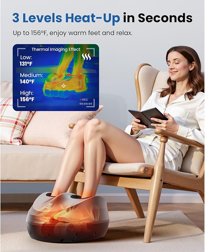 BOB AND BRAD Foot Massager Machine with Heat and Remote, Fits up to Men Size 14, Electric Shiatsu Deep Kneading Foot Massager, Relieve for Plantar Fasciitis and Neuropathy Pain, FSA Eligible
