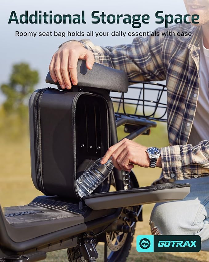 Gotrax Adult Electric Scooter with Seat, Max 19-25miles Range, 15.5-20mph Power by 350W-500W Motor, All-Terrain Tire & Wider Deck & Soft Cushioning Seat with Carry Basket