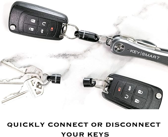 KeySmart MagConnect Magnetic Key Holder for Purse, Key Chains for Car Keys - Detachable Key Ring Quick Release Keychain